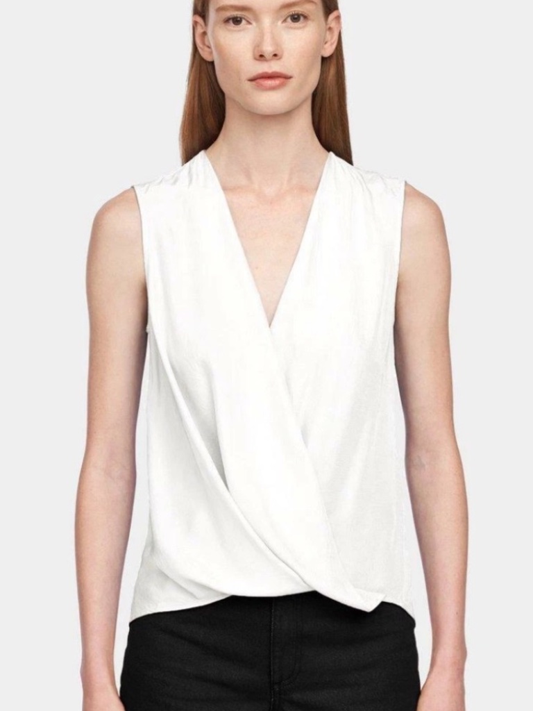 Rag & Bone "Victor" Faux Wrap Blouse Ivory/ Cream Size S